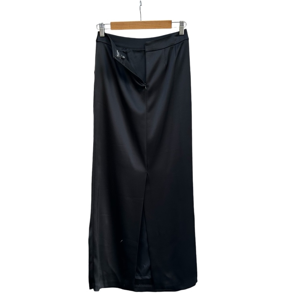 St. John Couture Liquid Satin Maxi Skirt Sz 2 Back Slit Packets QuietLuxury - Picture 9 of 16